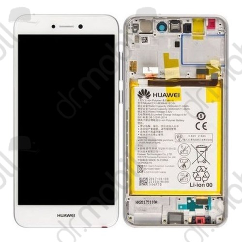 Kijelző érintőpanel LCD Huawei P8 Lite (2017), P9 Lite (2017) fehér komplett kerettel (akkumulátor, hangszóró,bekapcsoló gomb flex) 02351DNG 	